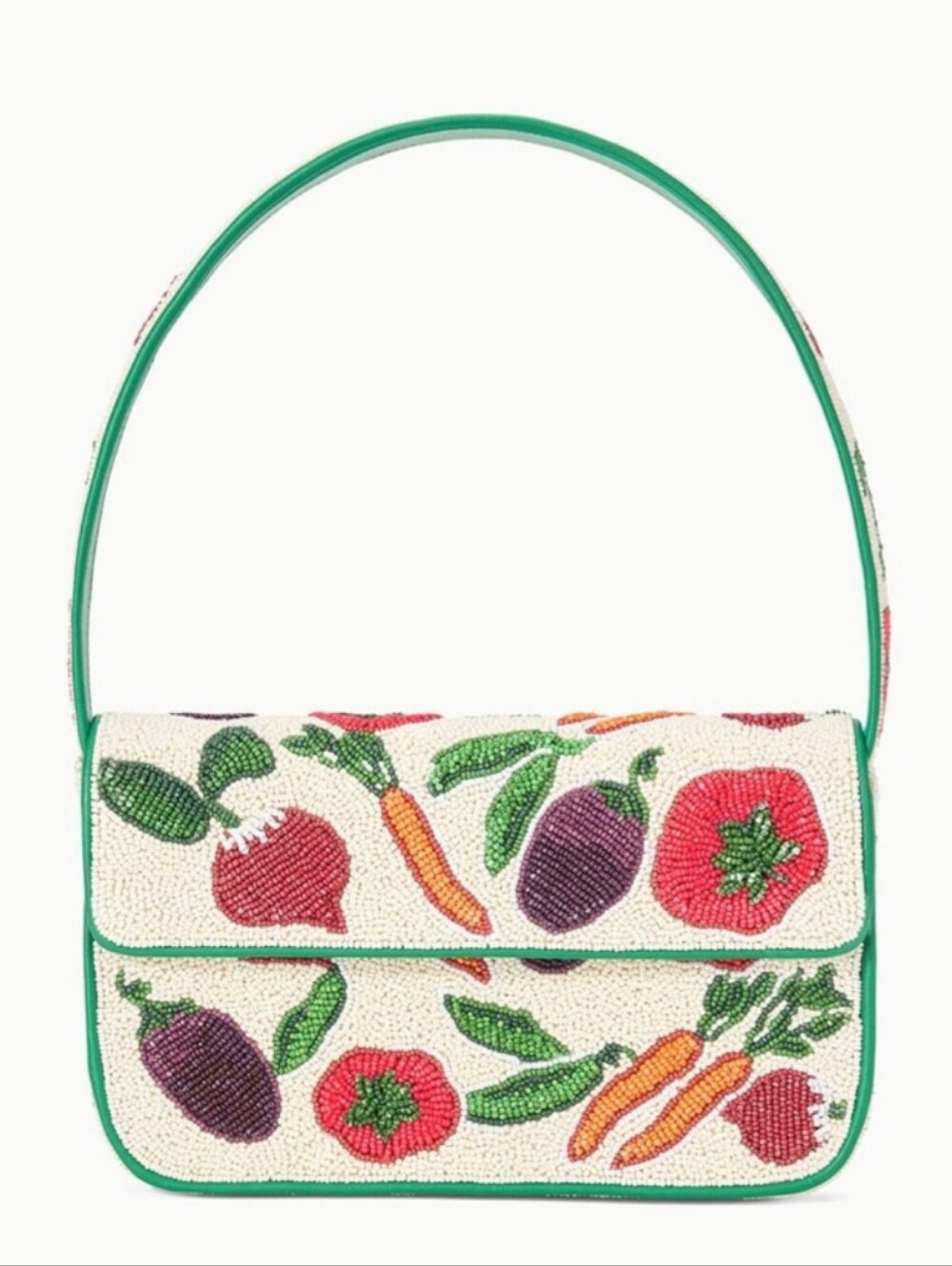 NWT Staud TOMMY Multicolor Glass Beaded Vegan Shoulder Bag - CRUDITE VEGETABLE!